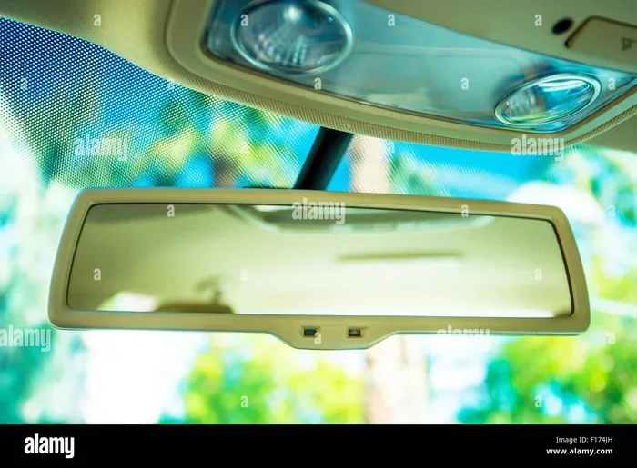 a motor car is fitted with a rear view mirror Explained